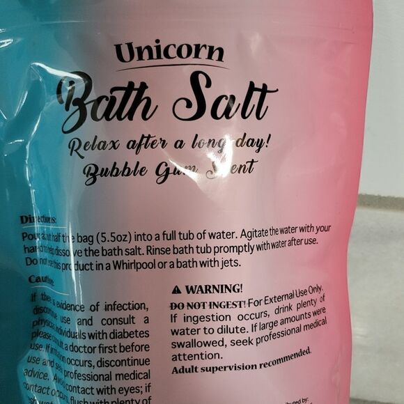 Unicorn Bath Salt Bubble Gum Scent Relax After A Long Day Pink 11.28 Oz NEW - Picture 5 of 5